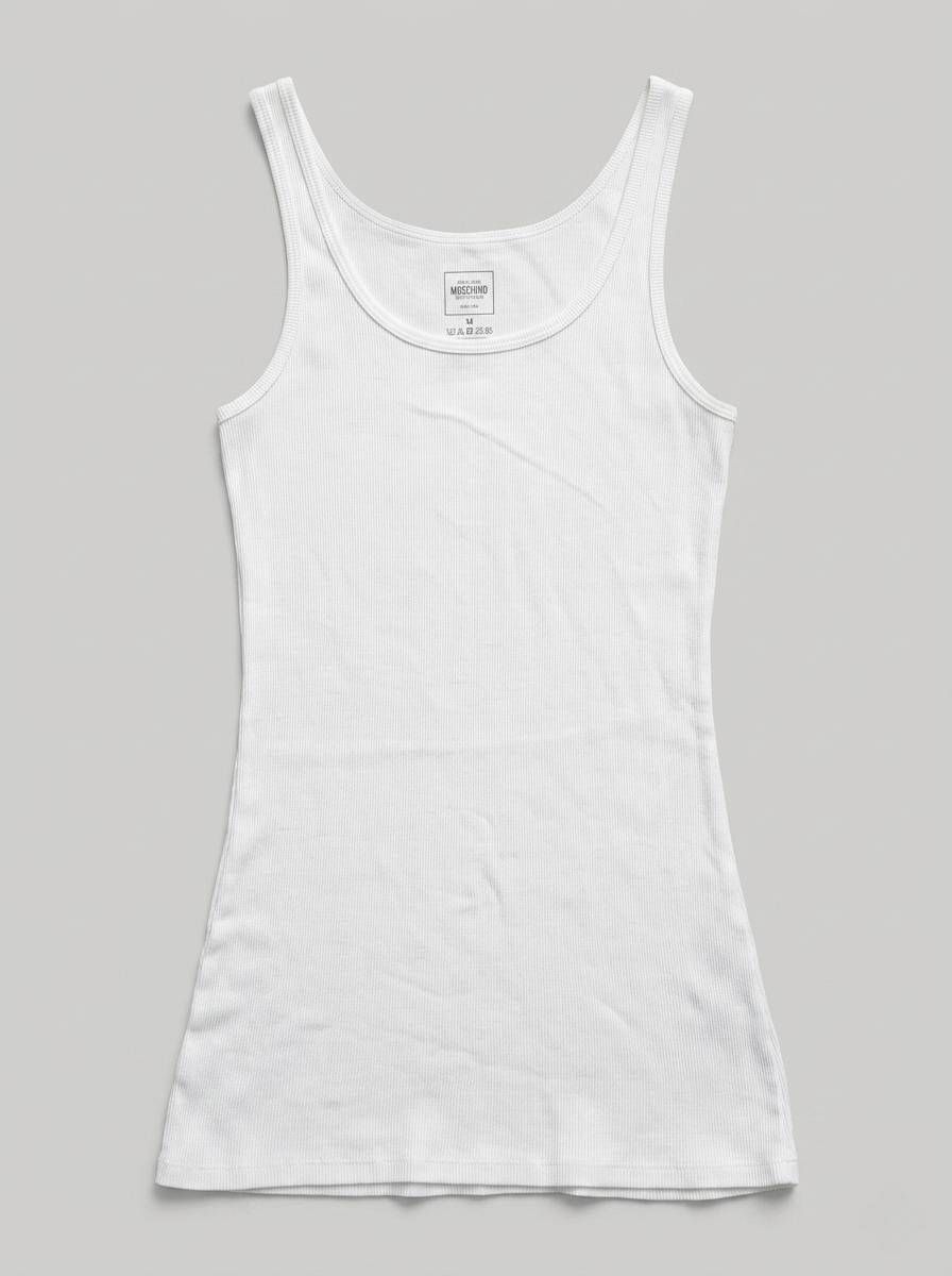 White Classic Utility Ribbed Sleeveless Top Medium